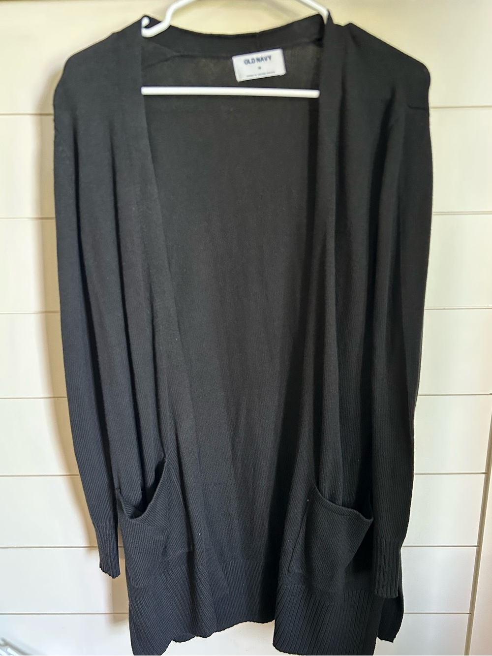 Black Ribbed Knit Sweater Cardigan